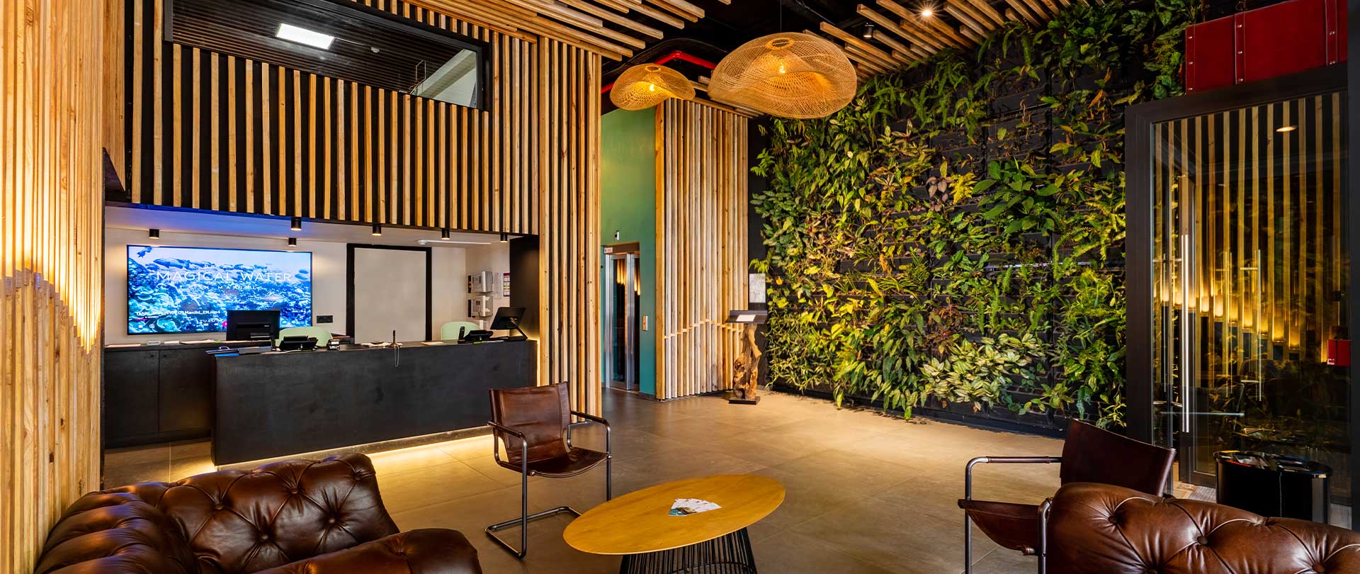 kon tiki tahiti lounge hotel with wooden decor and plants