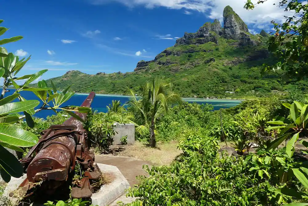 Lush mountain peak of Bora Bora